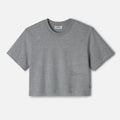 Cropped t-shirt in soft organic cotton with relaxed fit and low-set tonal logo