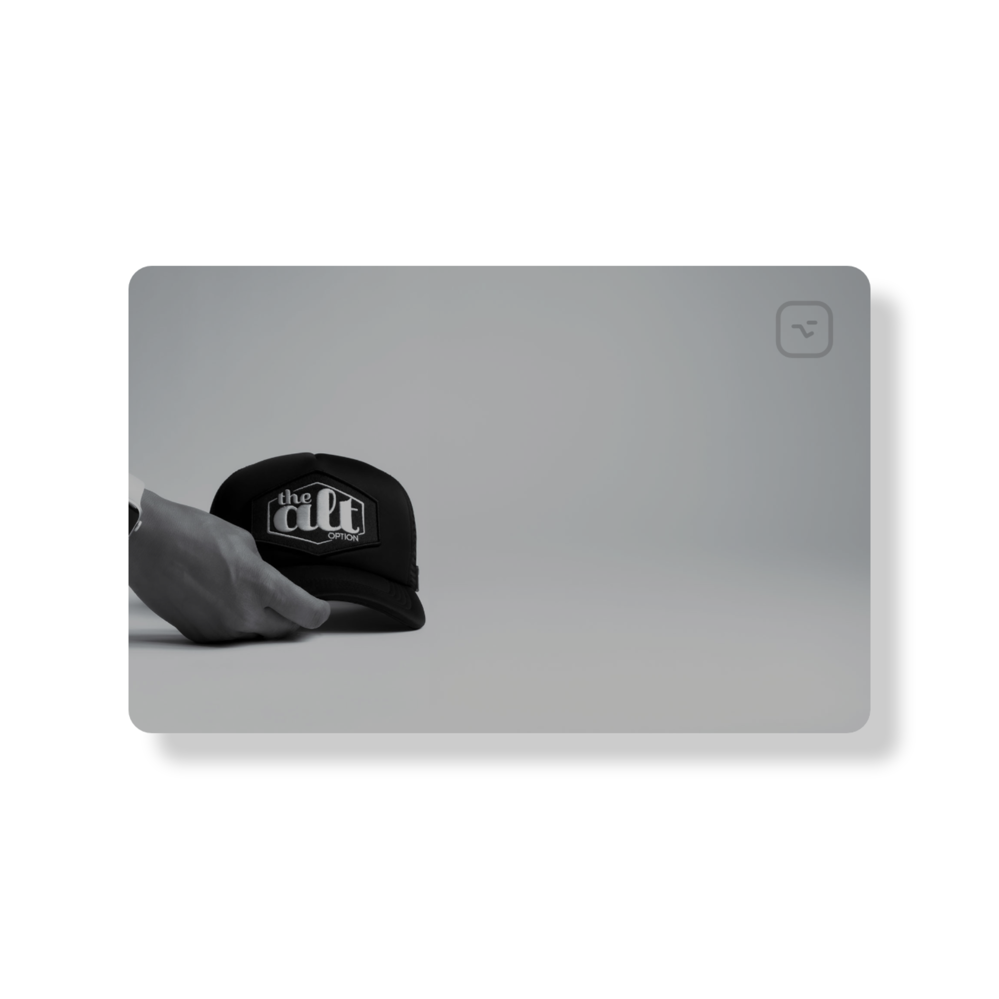 Minimal digital gift card design with The Alternative Option logo