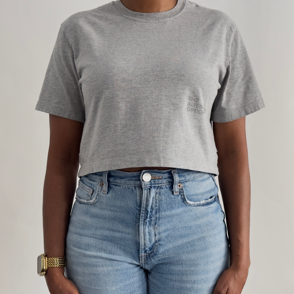 THE LOWGO Crop Tee - Mixed Grey