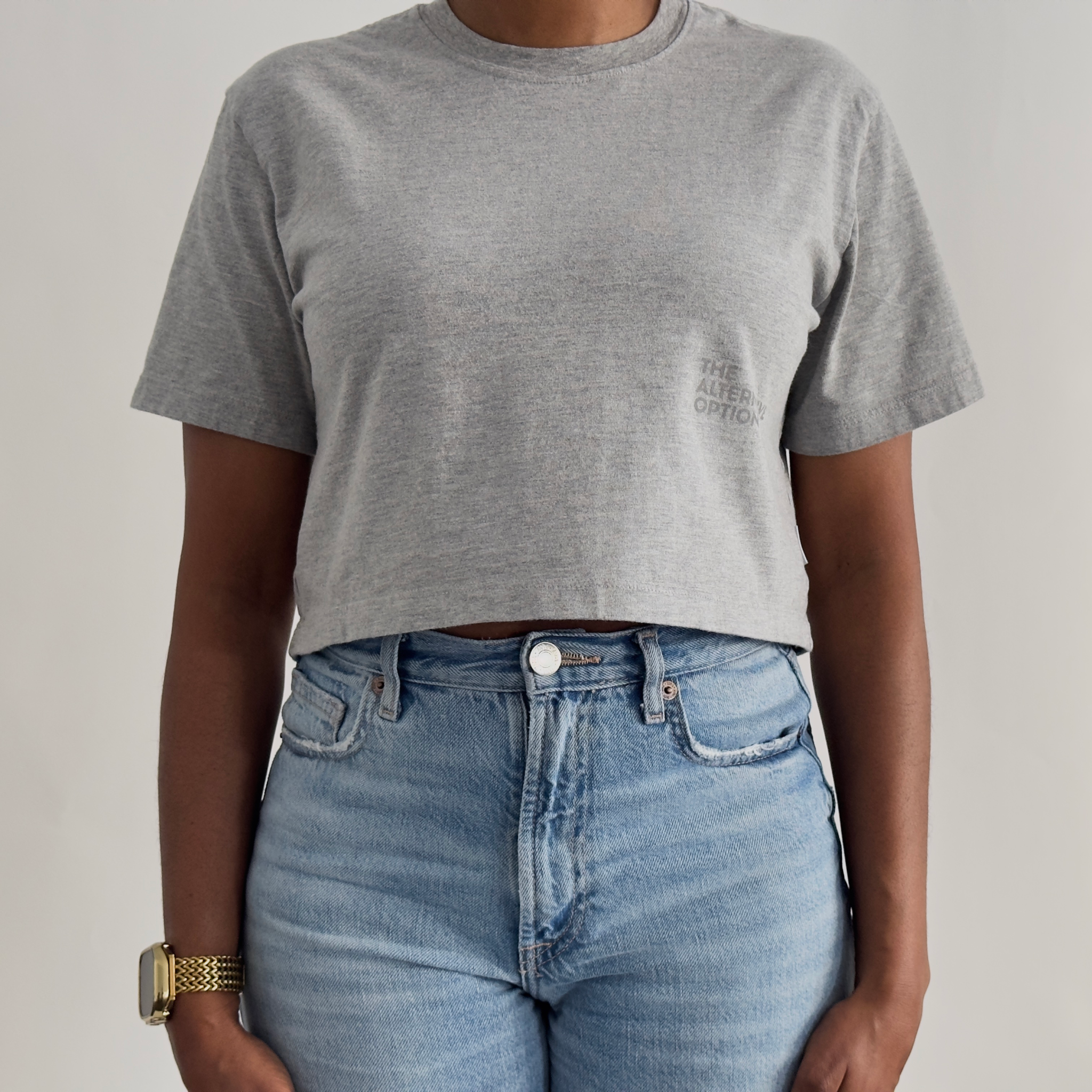 THE LOWGO Crop Tee - Mixed Grey